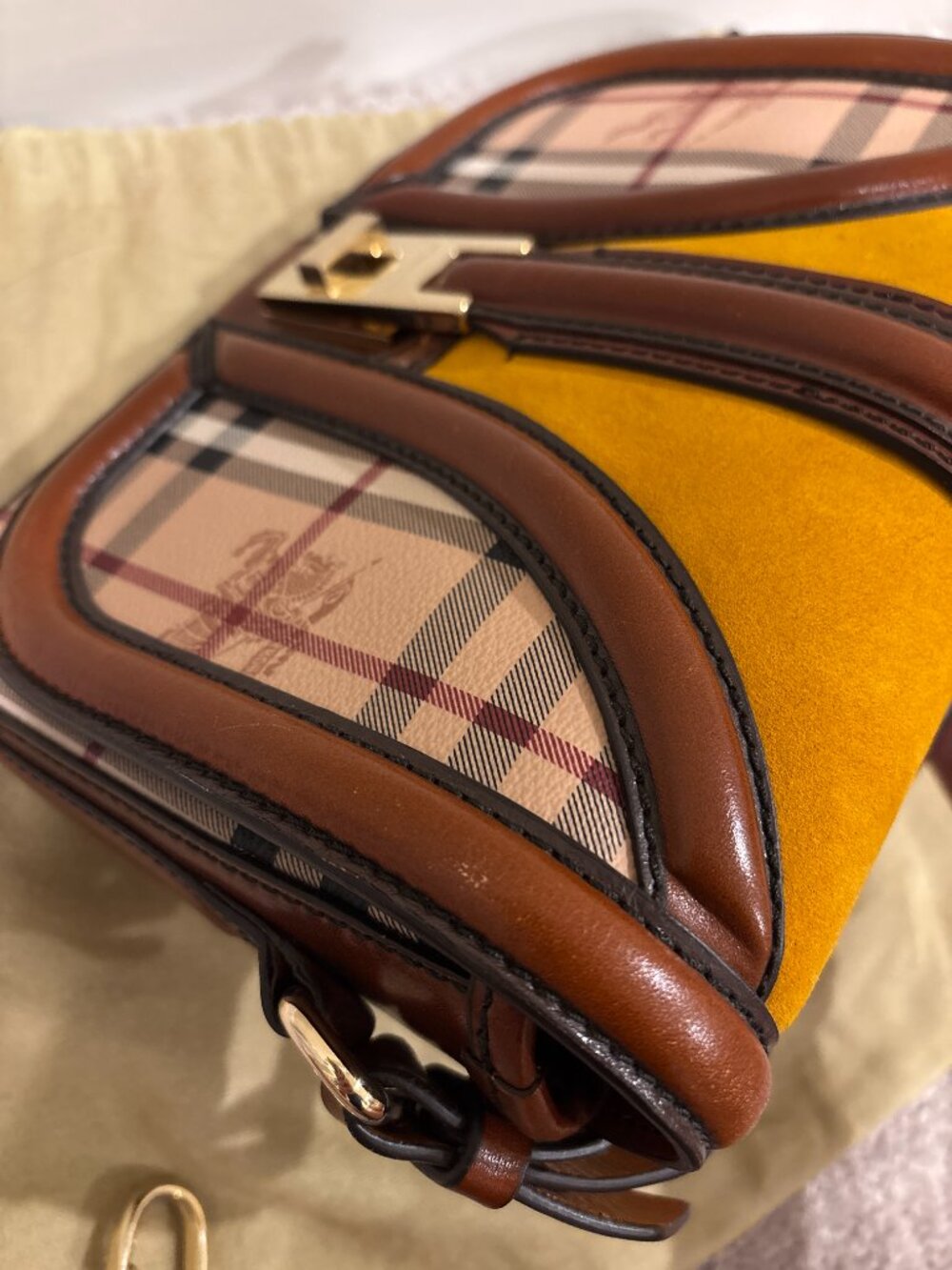 Burberry Haymarket Check Multicolor Top Handle Crossbody Bag - Picture 5 of 16